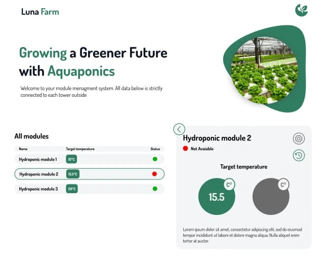 Preview of Luna Farm, a Web App project