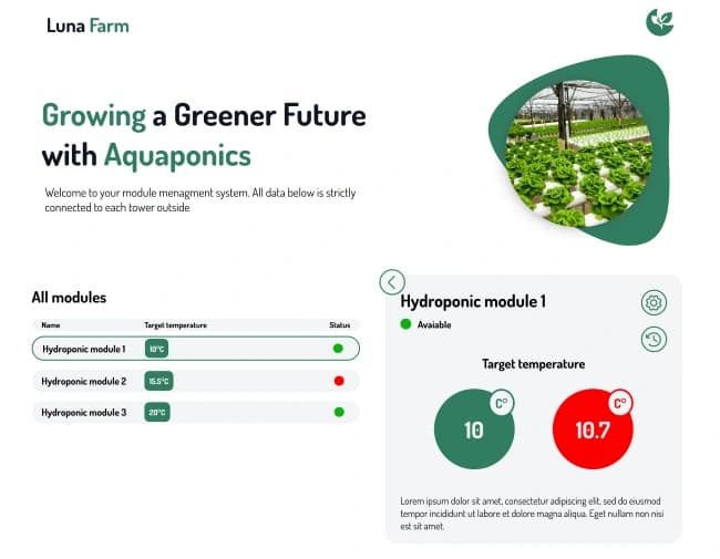 Preview of Luna Farm, a Web App project
