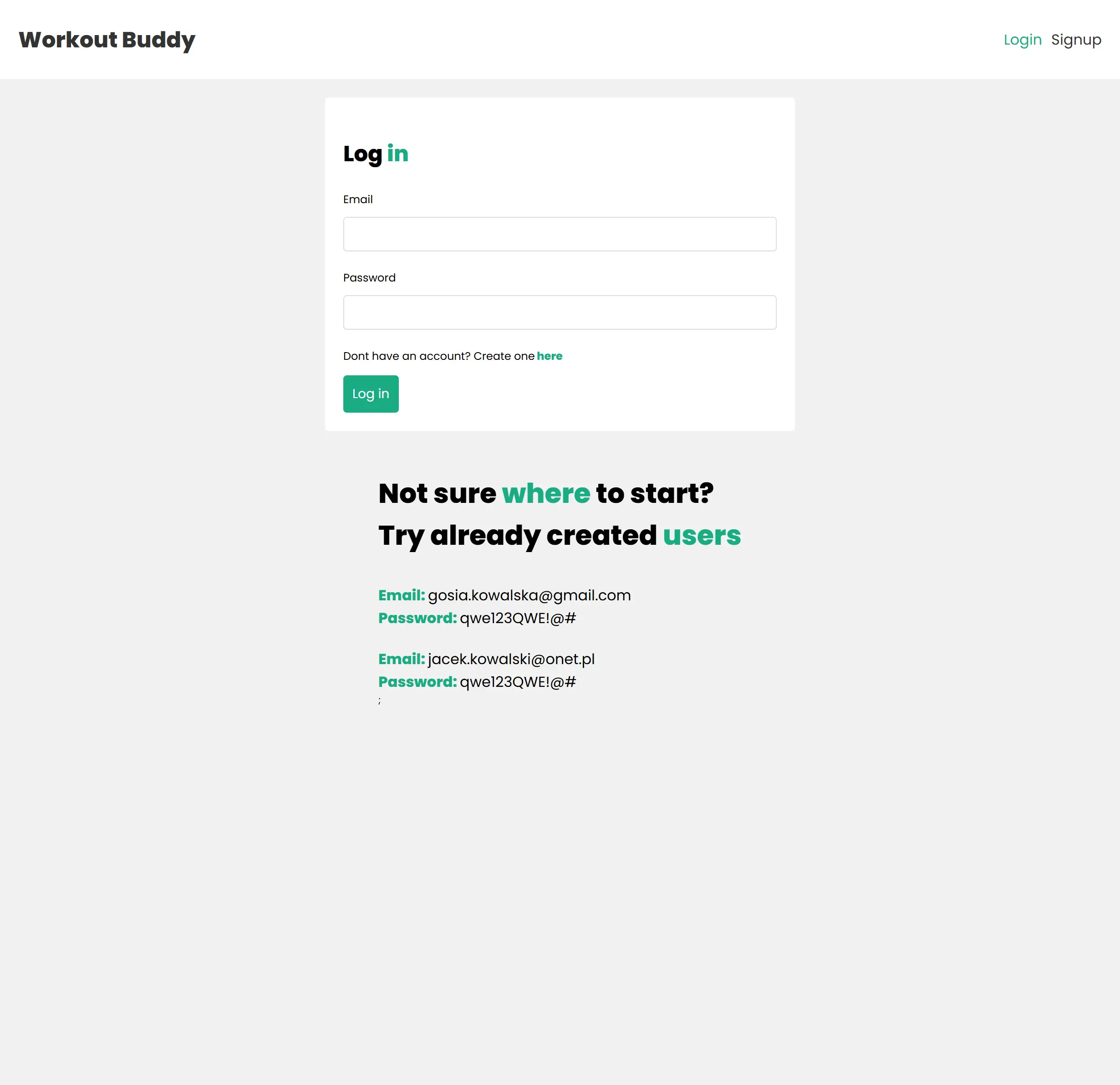 Preview of Workout Buddy, a SaaS project