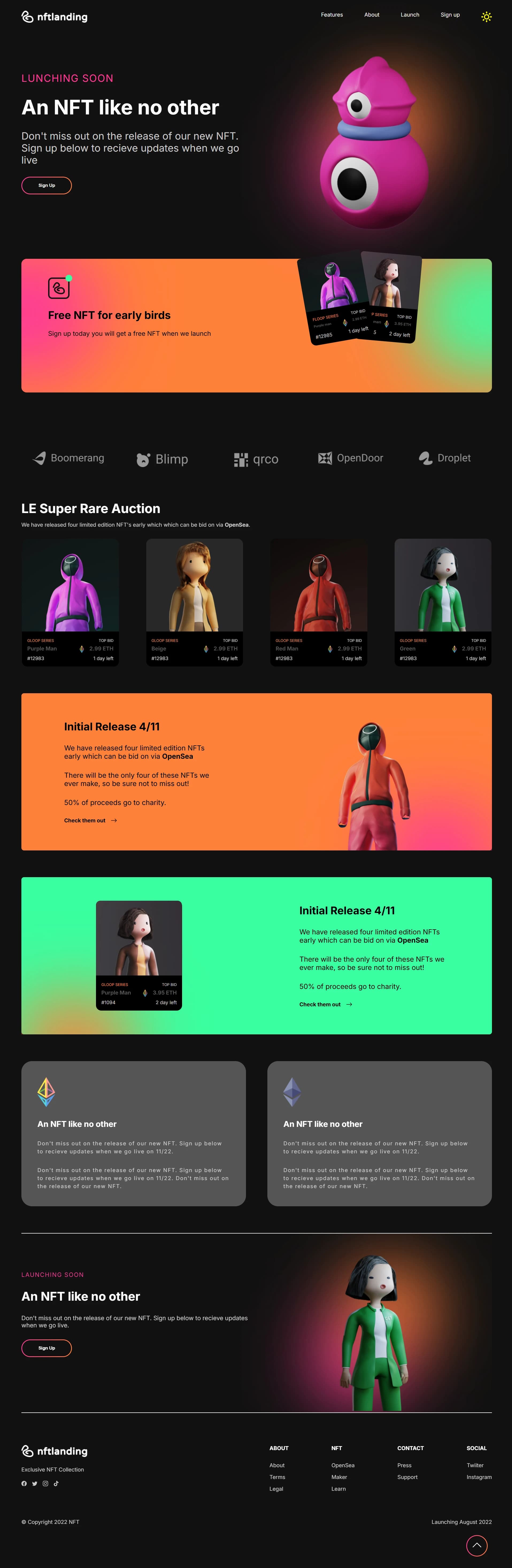 Preview of NFT Landing, a Design project